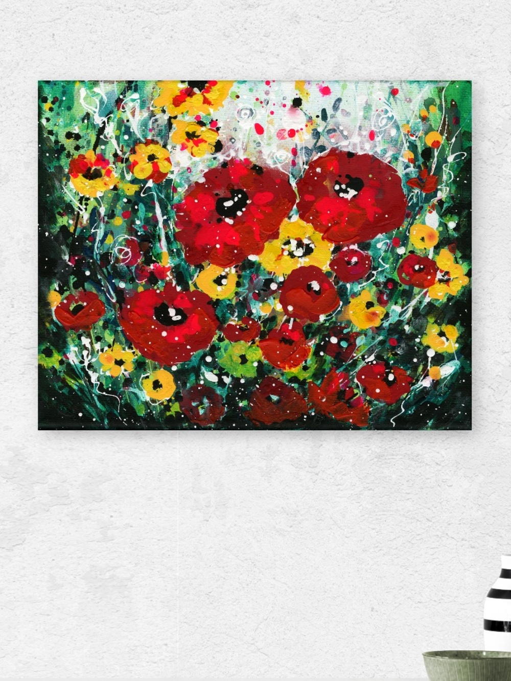 Original Floral Painting on Canvas - Dreaming About Poppies